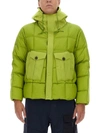 Ten C Quilted Hooded Jacket Drawstrings In Green