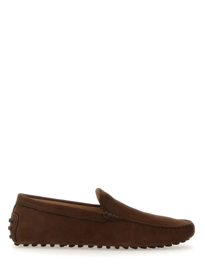 Tod's Suede Leather Loafers In Brown