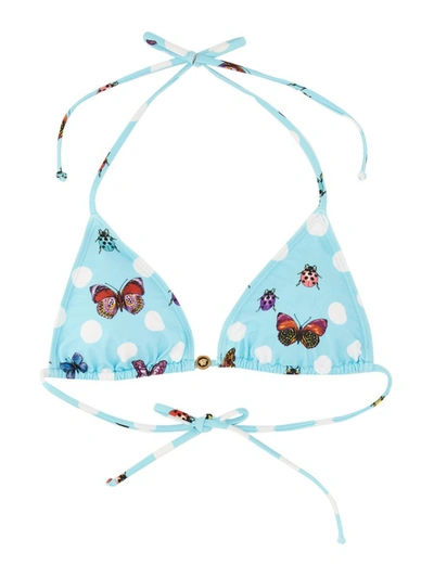 Versace Butterflies Bikini Top In Blue