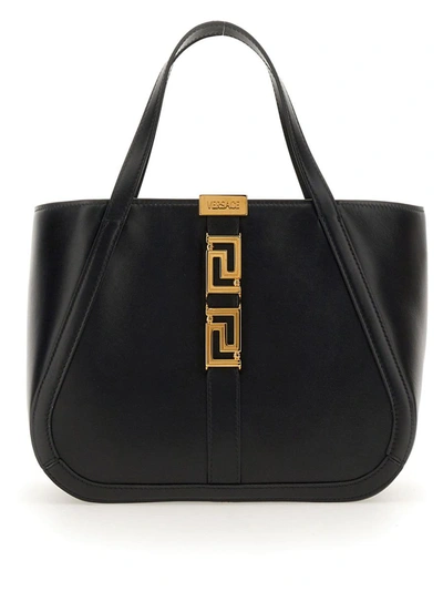 Versace Goddess Greek Shopper Bag In Black