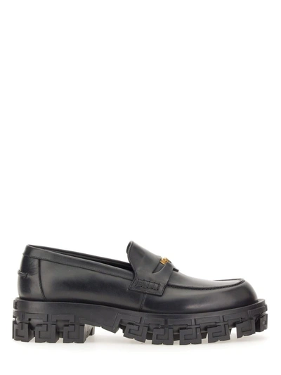 Versace Greek Porch Moccasin In Black