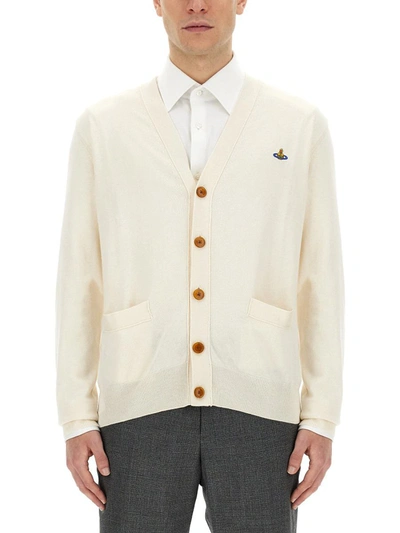 Vivienne Westwood Cardigan With Logo In Ivory
