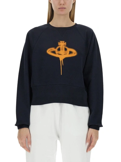 Vivienne Westwood Woman Sweatshirt Navy Blue Size L Organic Cotton