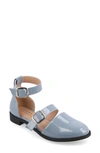 Journee Collection Women's Constance Wide Width Double Buckle Flats In Light Blue