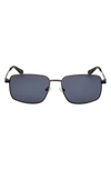Kenneth Cole 58mm Rectangular Sunglasses In Shiny Dark Nickeltin / Smoke