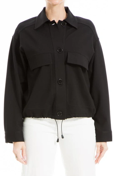 Max Studio Ponte Two-pocket Drawstring Jacket In Black