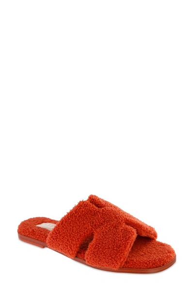 Mia Cosette Faux Shearling Sandal In Coral