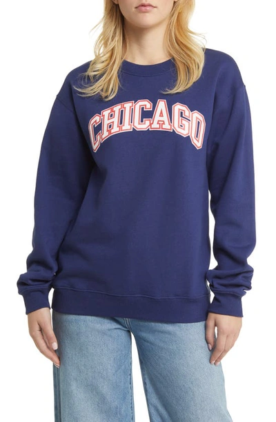 Hi Res Chicago Crewneck Sweater In Washed Medieval Blue