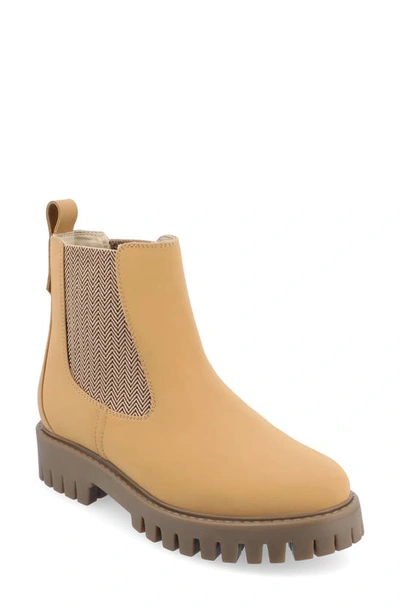Journee Collection Medium And Wide Width Womens Alara Chelsea Pull On Bootie In Natural
