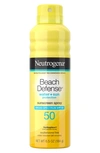 NEUTROGENA® BEACH DEFENSE WATER + SUN PROTECTION SUNSCREEN SPRAY BROAD SPECTRUM SPF 50