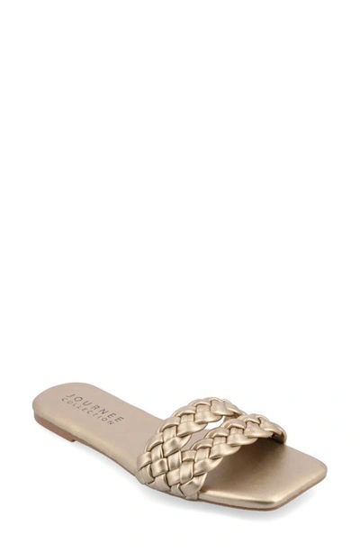 Journee Collection Women's Sawyerr Wide Width Braided Square Toe Sandals In Gold