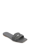 Journee Collection Women's Sawyerr Wide Width Braided Square Toe Sandals In Grey