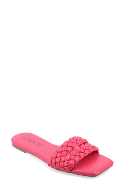 Journee Collection Women's Sawyerr Wide Width Braided Square Toe Sandals In Pink