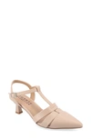Journee Collection Women's Jazlynn Wide Width T Strap Kitten Heel Dress Pumps In Taupe