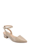 Journee Collection Keefa Croc Embossed Ankle Strap Pump In Taupe
