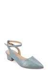 Shop Journee Collection Keefa Croc Embossed Ankle Strap Pump In Blue