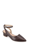 Journee Collection Women's Keefa Wide Width Ankle Strap Flats In Brown