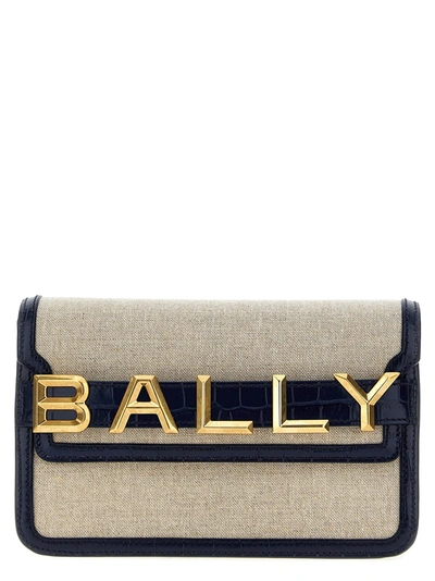 Bally Logo Leather Canvas Crossbody Bag Crossbody Bags Blue