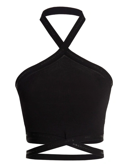 ALEXANDER WANG T LOGO TOP TOPS BLACK