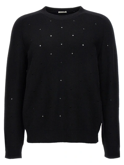 Saint Laurent Openwork Sweater Sweater, Cardigans Black In Nero