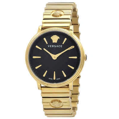 Pre-owned Versace V-circle Quartz Black Dial Ladies Watch Ve8101519