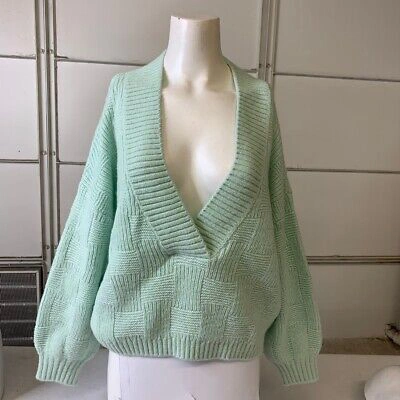 Pre-owned Closed V-neck Relaxed Alpaca Blend Sweater Women's Size Xxs Mint Green
