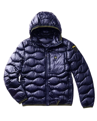 Pre-owned Blauer Jacket Down Jacket  Man Nylon Blue In Not Available