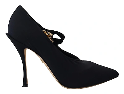 Pre-owned Dolce & Gabbana Black Socks Stretch Crystal Pumps Shoes