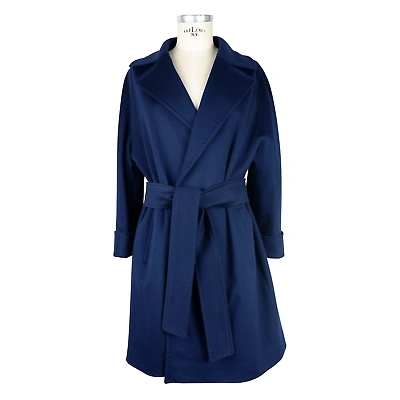 Pre-owned Made In Italy Elegant Wool Vergine Blue Women's Coat