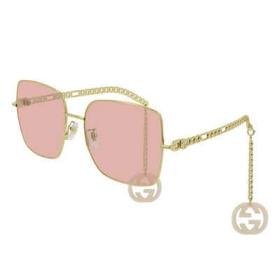 Pre-owned Gucci Gg0724s 003 Gold Pink 61-18-135 Sunglasses