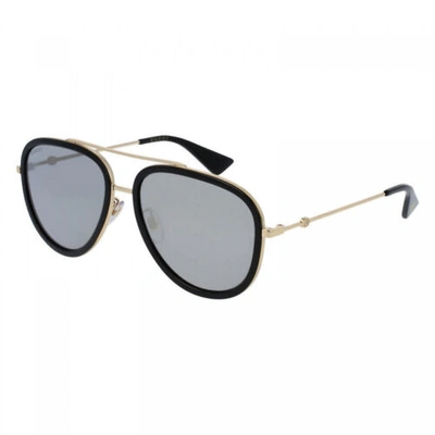 Pre-owned Gucci Gg0062s 001 Black/gold 57-17-140 Sunglasses