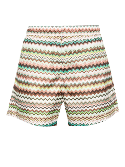 Missoni Signature Zigzag Swimming Trunks In 绿色