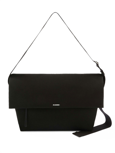 Jil Sander Utility Large Crossbody Canvas Bag In Black