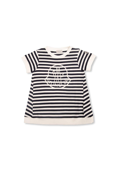 Moncler Kids' Logo Embroidered Striped T-shirt