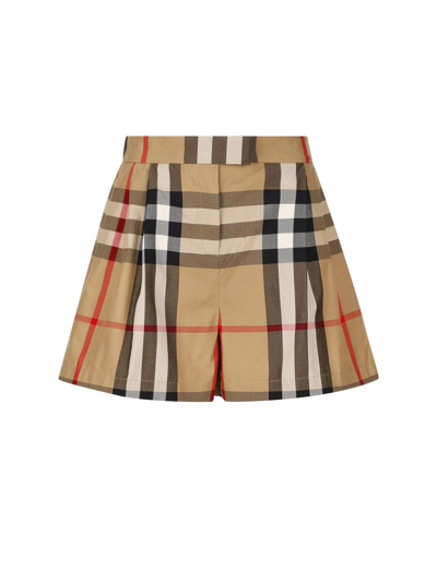 Burberry Kids Vintage Checked Elasticated Waistband Shorts In Beige