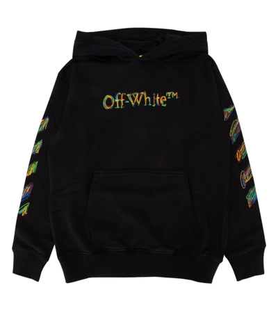 Off-white Kids' Logo Sketch Cotton Hoodie In Back