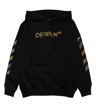 Off-white Kids' Logo Sketch 棉连帽衫 In Black