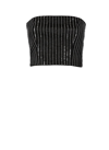 Rotate Birger Christensen Rotate Cropped Top With Sequined Stripes In Black