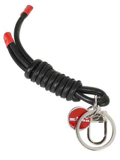 Kiton Leather Key Ring In Black