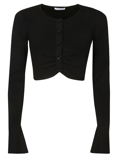 Patrizia Pepe Ruched Cropped Cardigan In Black
