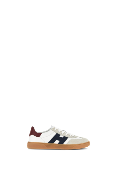 Hogan Stylish Leather Sneakers Blending Retro Elements In White