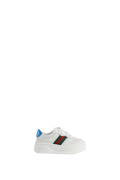 Gucci Kids' Leather Sneakers In White