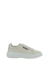 Dsquared2 Calfskin Sneakers With Perforated Round Toe In Panna