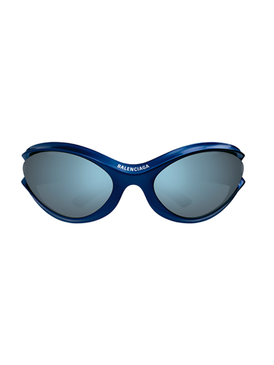 Balenciaga Eyewear Geometric Frame Sunglasses In Blue Blue Blue