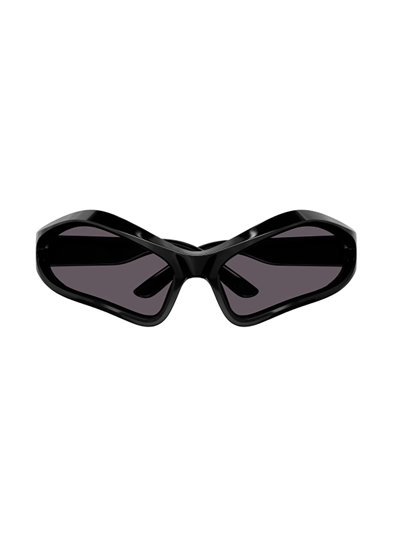 Balenciaga Eyewear Geometric Frame Sunglasses In Black Black Grey
