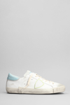 PHILIPPE MODEL PRSX LOW SNEAKERS IN WHITE SUEDE AND LEATHER