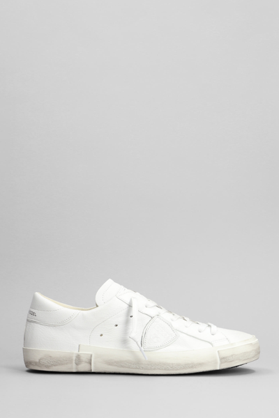 Philippe Model Prsx Low Sneakers In White Leather