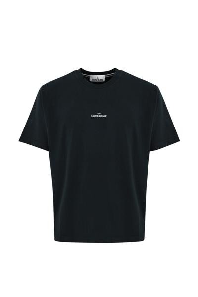 Stone Island T-shirt With 2rc89 Logo Print In Navy Blue