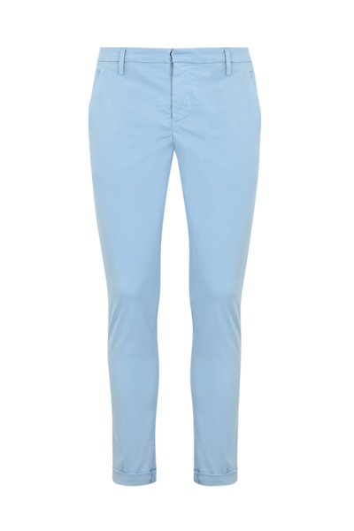 Dondup Gaubert Trousers In Light Blue Poplin In Azzurro