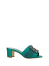 Manolo Blahnik Martanew 50 Crystal Buckle Mules In Bgrn
